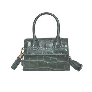 Mini‎ Green Croc Embossed Polyurethane Leather Convertible Shoulder & Handbag